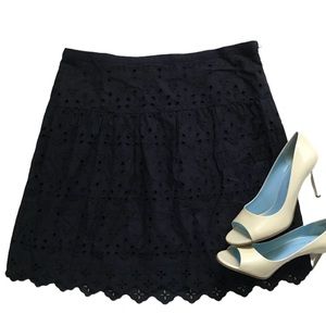 LOFT navy eyelet skirt